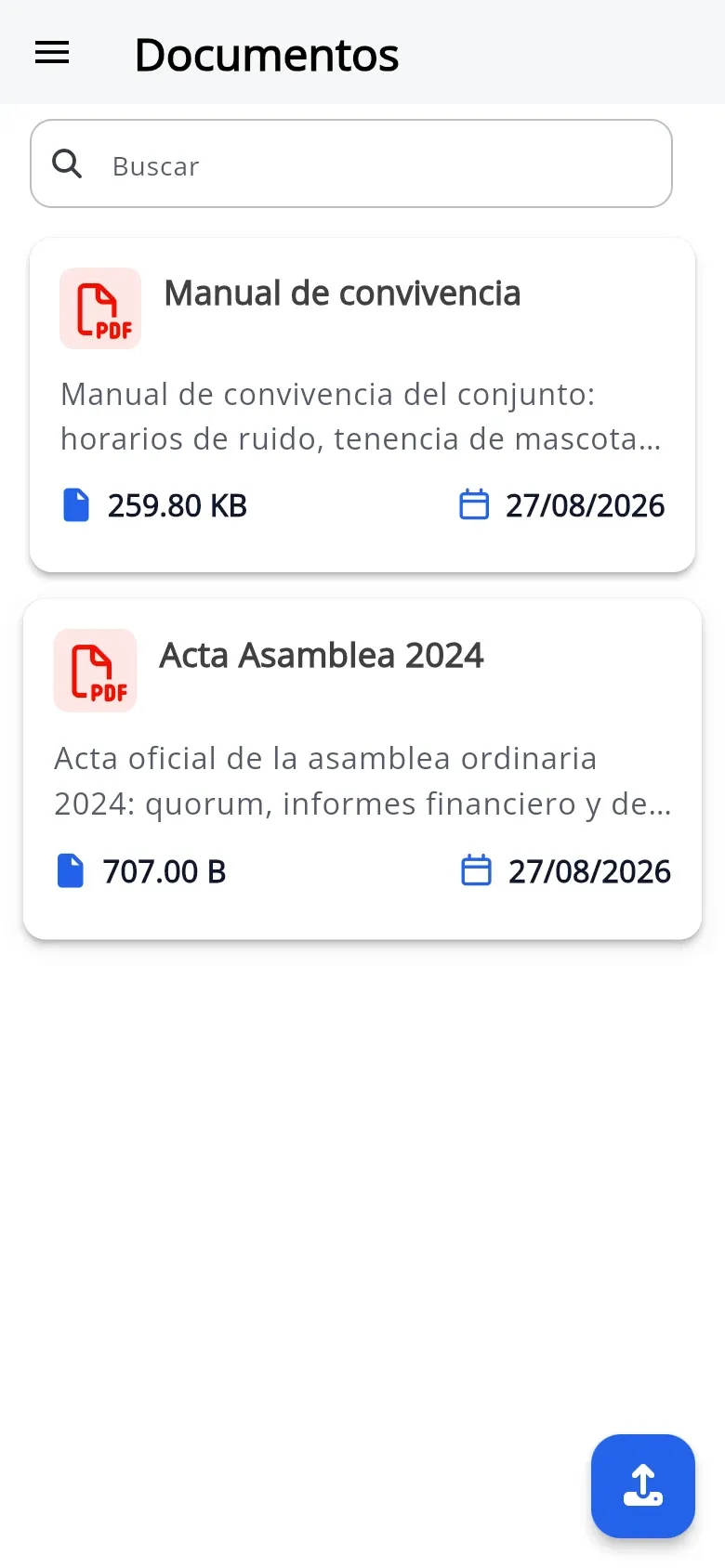 Repositorio de documentos y archivos de la copropiedad